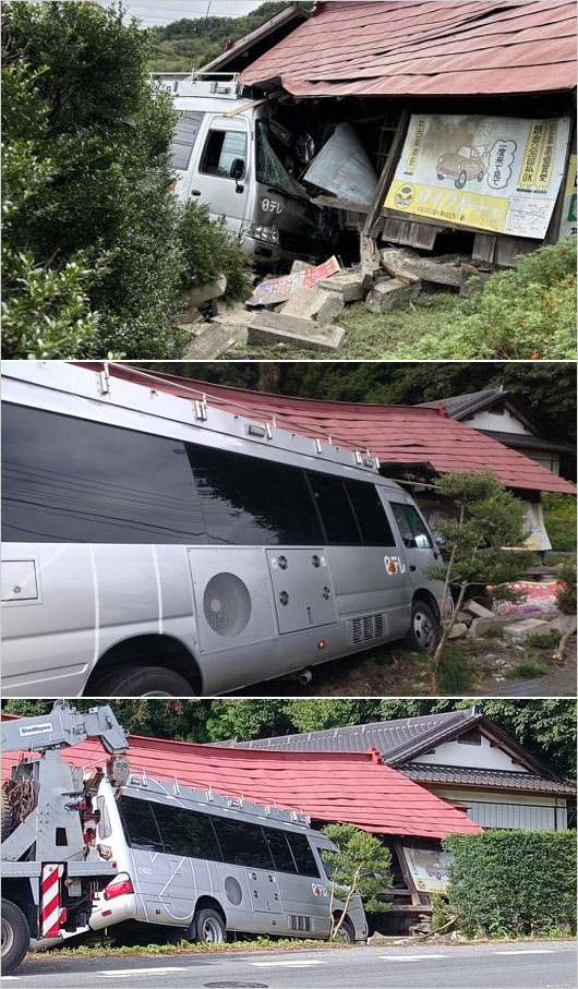 日本テレビのマイクロバスが交通事故で民家破壊か。運転手負傷で原因は…車体の企業ロゴマーク隠し、隠蔽疑う声も 今日の最新芸能ゴシップニュース