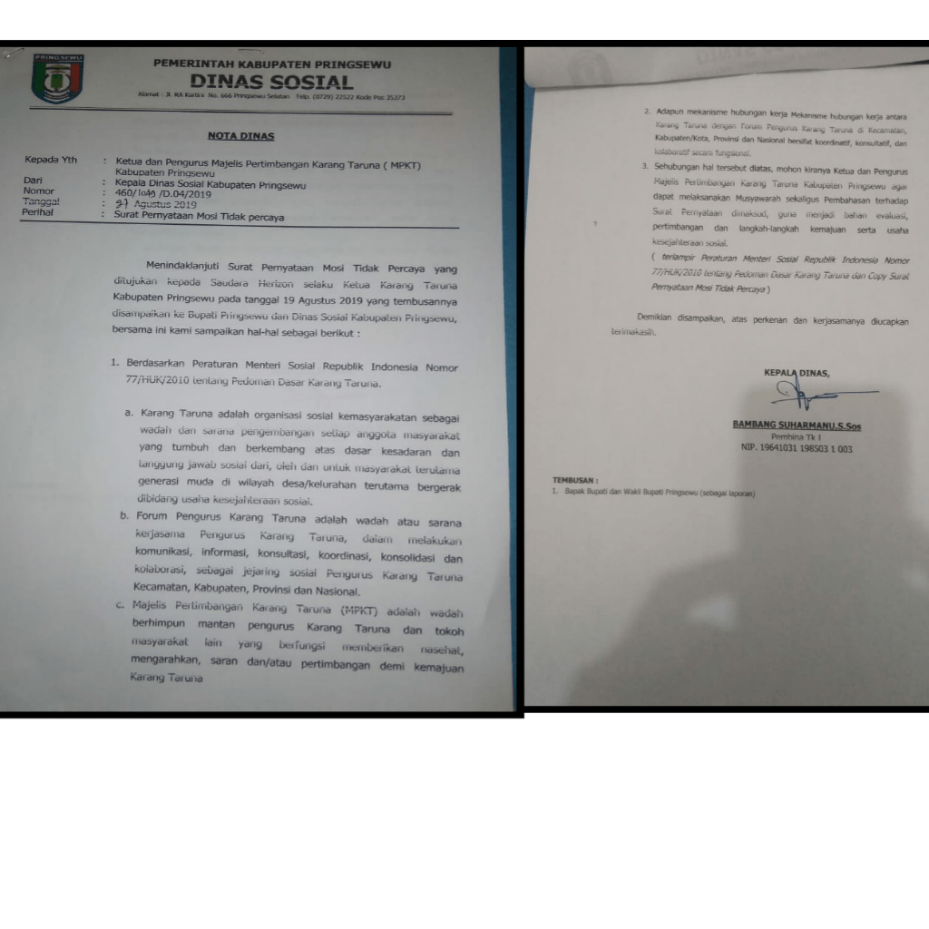 Enam Pk Tandantangani Mosi Tidak Percaya Terhadap Pengurus Karang Taruna Kabupaten Pringsewu - Gema Lampung News