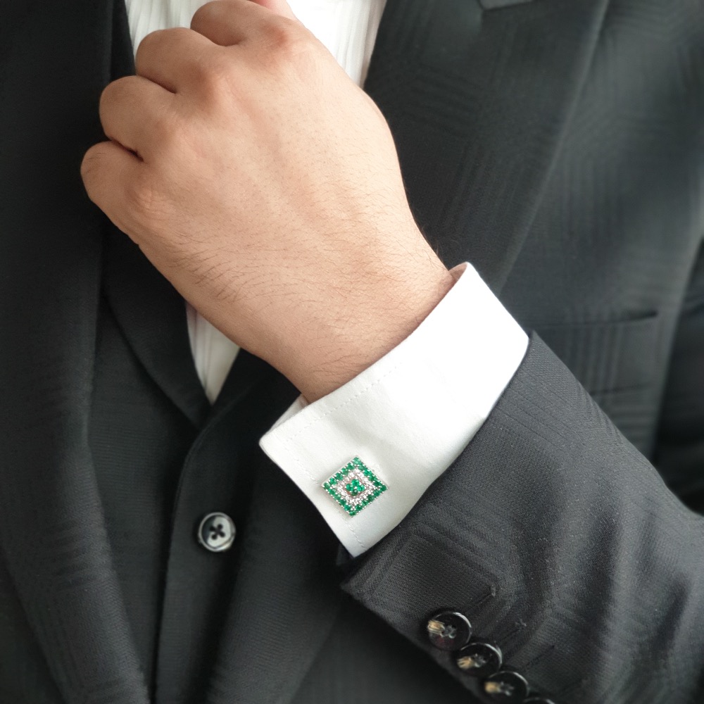 Empriyal Emerald Cufflinks featuring Gemfields Zambian emeralds Gemfields