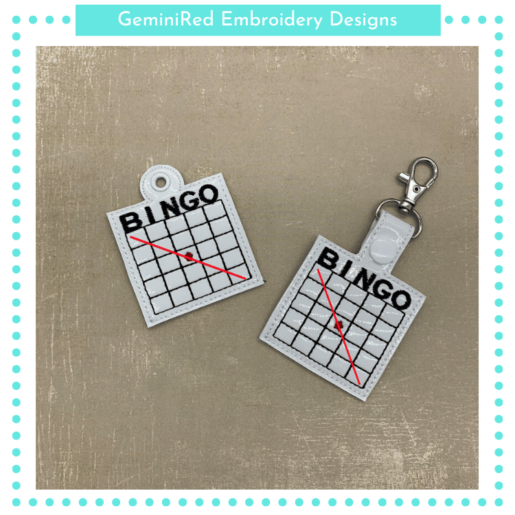 Bingo Key Fob Set {Eyelet & Snap} GeminiRed Embroidery Designs