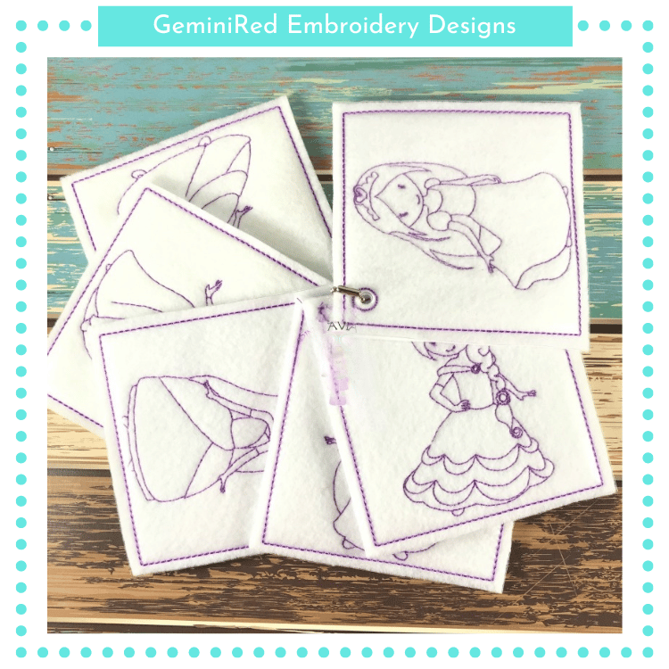 Color Me Princess Pages Set {Two Sizes} GeminiRed Embroidery Designs