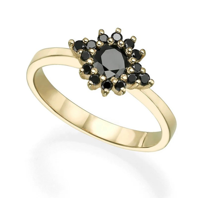 Shop 1 Carat Black Diamond Halo Engagement Ring Lowest Price Gemone