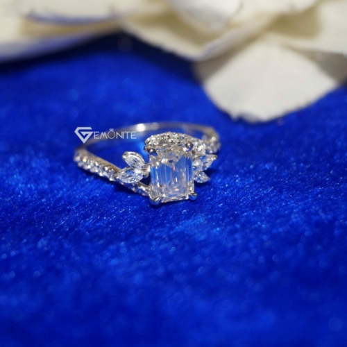 2.00 Ct Emerald Cut Shape Colorless VVS1 Moissanite Engagement Ring