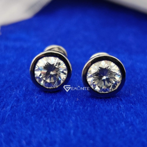 2.0 CT Brilliant Round Cut, Colorless Moissanite Diamond, Stud Screw Back Earrings, Perfact Jewelry For Gift 2.0 CT Brilliant Round Cut, Colorless Moissanite Diamond, Stud Screw Back Earrings, Perfact Jewelry For Gift