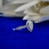 2.00 Ct Colorless VVS1 Pear Cut Halo Moissanite Engagement Ring 14KT White Gold