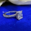 2.0 Ct Emerald Cut Solitaire with Accent Stone Moissanite Engagement Ring, Luxury Prong Set Ring 2.0 Ct Emerald Cut Solitaire with Accent Stone Moissanite Engagement Ring, Luxury Prong Set Ring