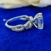 4.0 Ct Emerald Cut Solitaire with Accent Stone Moissanite Engagement Ring, Bridal Handmade Swirl Prong Set Ring