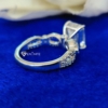 4.0 Ct Emerald Cut Solitaire with Accent Stone Moissanite Engagement Ring, Bridal Handmade Swirl Prong Set Ring