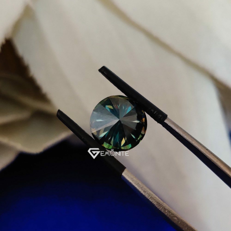 Round Cut Shape Green Loose Moissanite For Jewelry