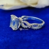 4.0 Ct Emerald Cut Solitaire with Accent Stone Moissanite Engagement Ring, Bridal Handmade Swirl Prong Set Ring