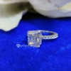 2.0 Ct Emerald Cut Solitaire with Accent Stone Moissanite Engagement Ring, Luxury Prong Set Ring 2.0 Ct Emerald Cut Solitaire with Accent Stone Moissanite Engagement Ring, Luxury Prong Set Ring