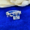 4.0 Ct Emerald Cut Solitaire with Accent Stone Moissanite Engagement Ring, Bridal Handmade Swirl Prong Set Ring