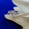 4.0 Ct Emerald Cut Solitaire with Accent Stone Moissanite Engagement Ring, Bridal Handmade Swirl Prong Set Ring