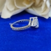 3.00 Ct Trillion Cut Solitaire Moissanite Engagement Ring, Hidden Halo, Celebrity Style, Half Eternity, East-West Accented Basket Trillion Cut Ring