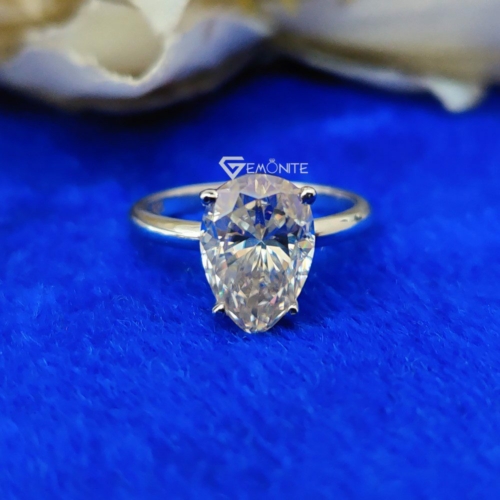 3.50 Ct Pear Cut Colorless Moissanite Engagement Ring, Simple Solitaire Ring, Promise, Gift Ring 3.50 Ct Pear Cut Colorless Moissanite Engagement Ring, Simple Solitaire Ring, Promise, Gift Ring
