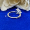 3.00 Ct Trillion Cut Solitaire Moissanite Engagement Ring, Hidden Halo, Celebrity Style, Half Eternity, East-West Accented Basket Trillion Cut Ring