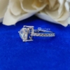 3.00 Ct Trillion Cut Solitaire Moissanite Engagement Ring, Hidden Halo, Celebrity Style, Half Eternity, East-West Accented Basket Trillion Cut Ring