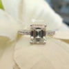 Emerald Cut Moissanite Ring, 4.0 Tcw Solitaire Engagement Ring, Wedding Ring, Pave Set Emerald Cut Moissanite Ring, 4.0 Tcw Solitaire Engagement Ring, Wedding Ring, Pave Set