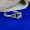 4.0 Ct Princess Cut VVS1 Colorless Moissanite Engagement Ring, 3 Stone Princess Ring