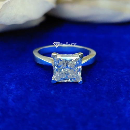 2.0 Ct (7.0 mm) Princess Cut Colorless Moissanite Engagement Ring, Hard Solitaire Moissanite Ring 2.0 Ct (7.0 mm) Princess Cut Colorless Moissanite Engagement Ring, Hard Solitaire Moissanite Ring