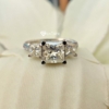 4.0 Ct Princess Cut VVS1 Colorless Moissanite Engagement Ring, 3 Stone Princess Ring