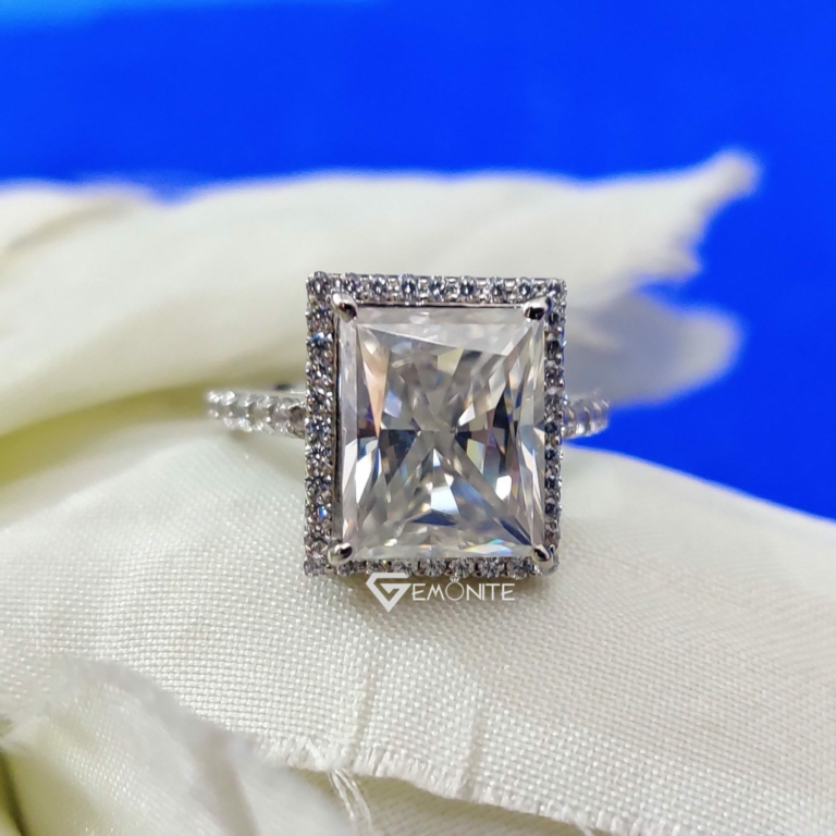 5.0 Ct VVS Antique Colorless Halo Radiant Cut Moissanite Engagement Ring, Women Fashion 5.0 Ct VVS Antique Colorless Halo Radiant Cut Moissanite Engagement Ring, Women Fashion