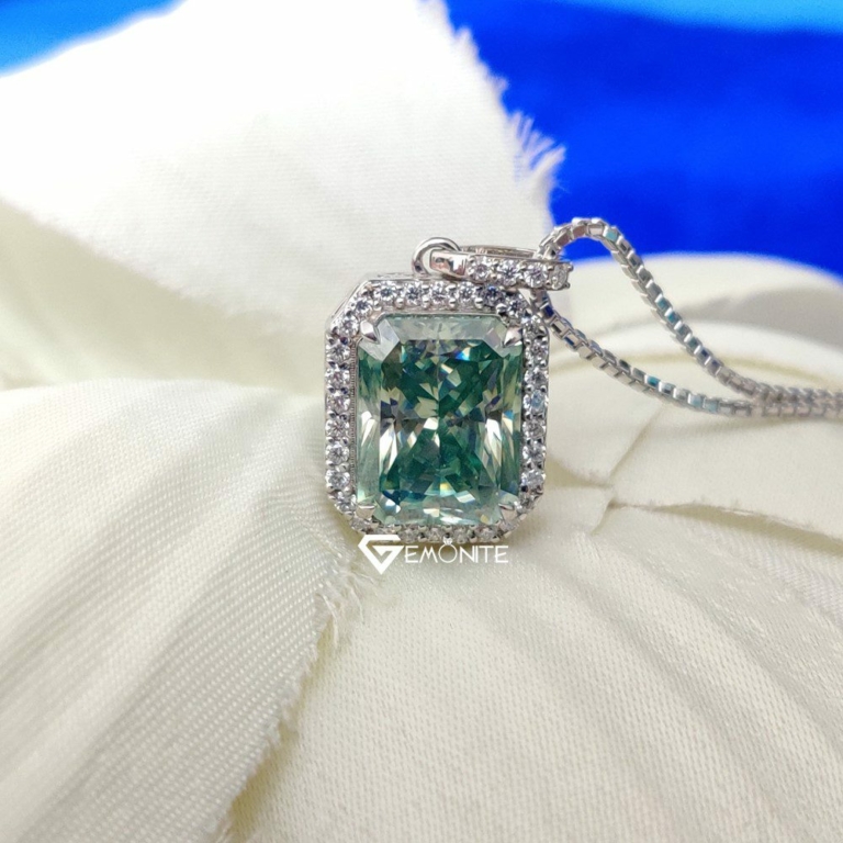Necklace 5.0 Ct Excellent Radiant Cut Beautiful Blue Moissanite Pendant, FineJewelry
