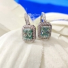 3.0 Tcw Brilliant Radiant Cut Blue Moissanite Dangle Drop Earring