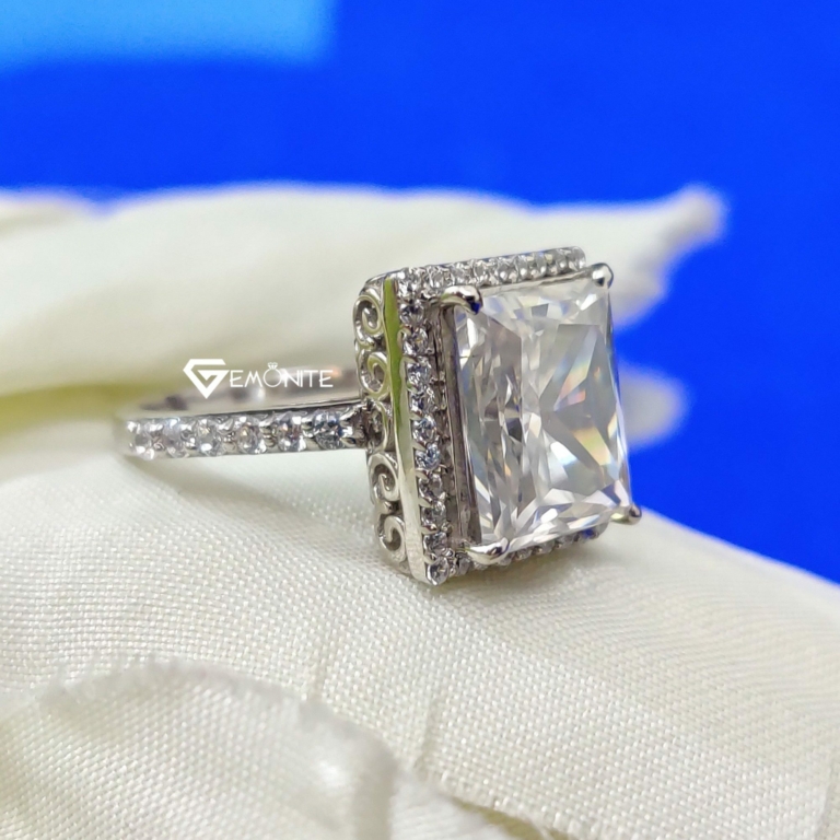 5.0 Ct VVS Antique Colorless Halo Radiant Cut Moissanite Engagement Ring, Women Fashion 5.0 Ct VVS Antique Colorless Halo Radiant Cut Moissanite Engagement Ring, Women Fashion