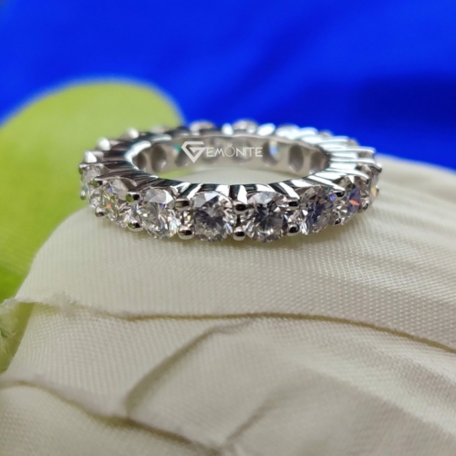 Round Cut 4.50 Tcw Designer Full Eternity Moissanite Wedding Band, Engagement Band