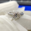 East-West Fit Oval Engagement Ring, Wedding Ring, 3.0 Tcw Oval Cut Moissanite Half Eternity Ring