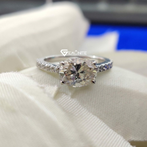 East-West Fit Oval Engagement Ring, Wedding Ring, 3.0 Tcw Oval Cut Moissanite Half Eternity Ring East-West Fit Oval Engagement Ring, Wedding Ring, 3.0 Tcw Oval Cut Moissanite Half Eternity Ring