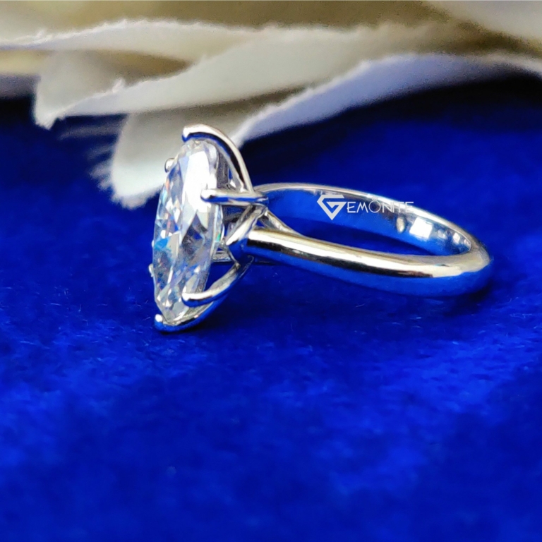 Marquise Cut Moissanite Engagement Ring, 2.0 Ct Simple Solitaire Ring for Gift, Anniversary, Wedding Ring