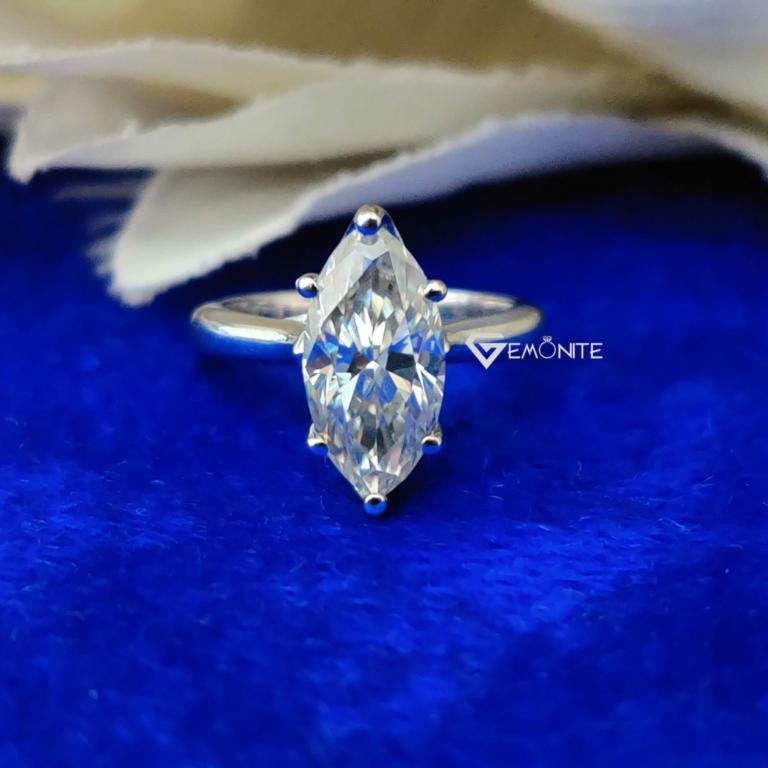 Marquise Cut Moissanite Engagement Ring, 2.0 Ct Simple Solitaire Ring for Gift, Anniversary, Wedding Ring