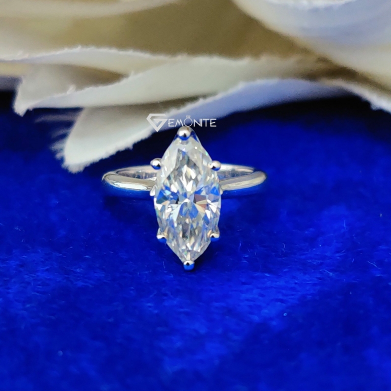 Marquise Cut Moissanite Engagement Ring, 2.0 Ct Simple Solitaire Ring for Gift, Anniversary, Wedding Ring