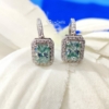 3.0 Tcw Brilliant Radiant Cut Blue Moissanite Dangle Drop Earring