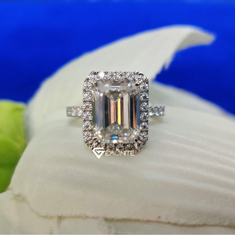 4.0 Tcw VVS Colorless Emerald Cut Moissanite Engagement Ring for Women, Gift, Promise