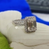 Designer Classy Emerald Cut Shape Halo Moissanite Bridal Set, Wedding Set, Perfect Fine Jewelry Designer Classy Emerald Cut Shape Halo Moissanite Bridal Set, Wedding Set, Perfect Fine Jewelry