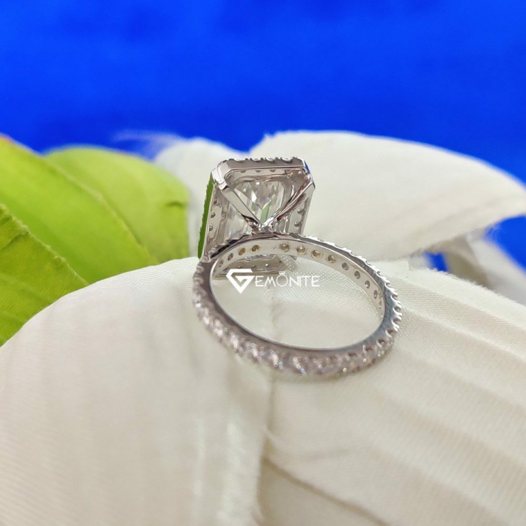 Designer Classy Emerald Cut Shape Halo Moissanite Bridal Set, Wedding Set, Perfect Fine Jewelry Designer Classy Emerald Cut Shape Halo Moissanite Bridal Set, Wedding Set, Perfect Fine Jewelry