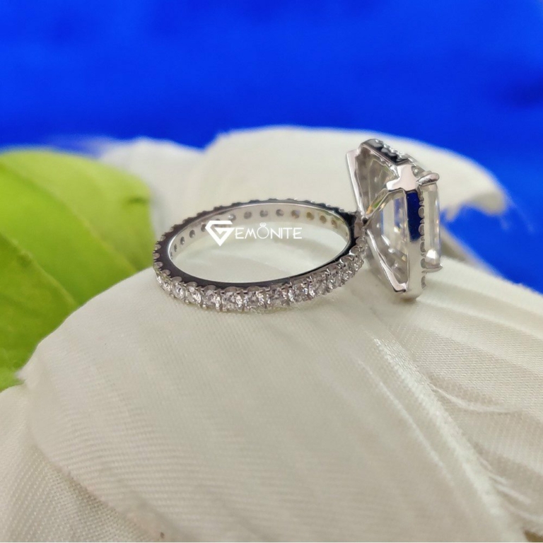 4.0 Tcw VVS Colorless Emerald Cut Moissanite Engagement Ring for Women, Gift, Promise