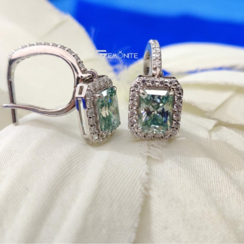 3.0 Tcw Brilliant Radiant Cut Blue Moissanite Dangle Drop Earring 3.0 Tcw Brilliant Radiant Cut Blue Moissanite Dangle Drop Earring