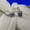 3.0 Tcw Brilliant Radiant Cut Blue Moissanite Dangle Drop Earring