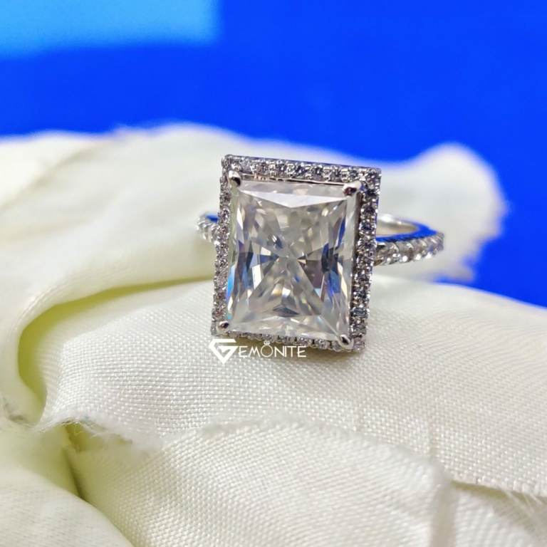5.0 Ct VVS Antique Colorless Halo Radiant Cut Moissanite Engagement Ring, Women Fashion 5.0 Ct VVS Antique Colorless Halo Radiant Cut Moissanite Engagement Ring, Women Fashion