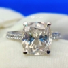 Elegant Solitaire Engagement Ring, 3.25 TCW Cushion Cut Moissanite Accent Stone Wedding Ring, Half Eternity Ring for Women
