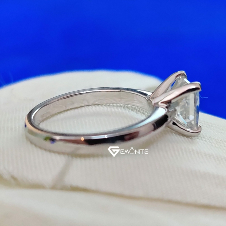 Princess Cut Moissanite Ring, 2.25 Ct Claw Prong Simple Yet Classy Solitaire Engagement Ring for Every Occassion