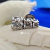 Classy 5Tcw Round Cut, Colorless Moissanite 3 Stone Stud Screw Back Earrings, Perfact Jewelry For Gift Classy 5Tcw Round Cut, Colorless Moissanite 3 Stone Stud Screw Back Earrings, Perfact Jewelry For Gift