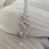 Necklace 5TCW Excellent Princess Cut 3 Stone Genuine Moissanite Pendant, Fine Jewelry for Women, Gift Necklace 5TCW Excellent Princess Cut 3 Stone Genuine Moissanite Pendant, Fine Jewelry for Women, Gift