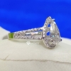 3.5 TCW Pear Cut VVS Colorless Split Shank Halo Moissanite Engagement Ring, Elegant Art Deco Ring 3.5 TCW Pear Cut VVS Colorless Split Shank Halo Moissanite Engagement Ring, Elegant Art Deco Ring