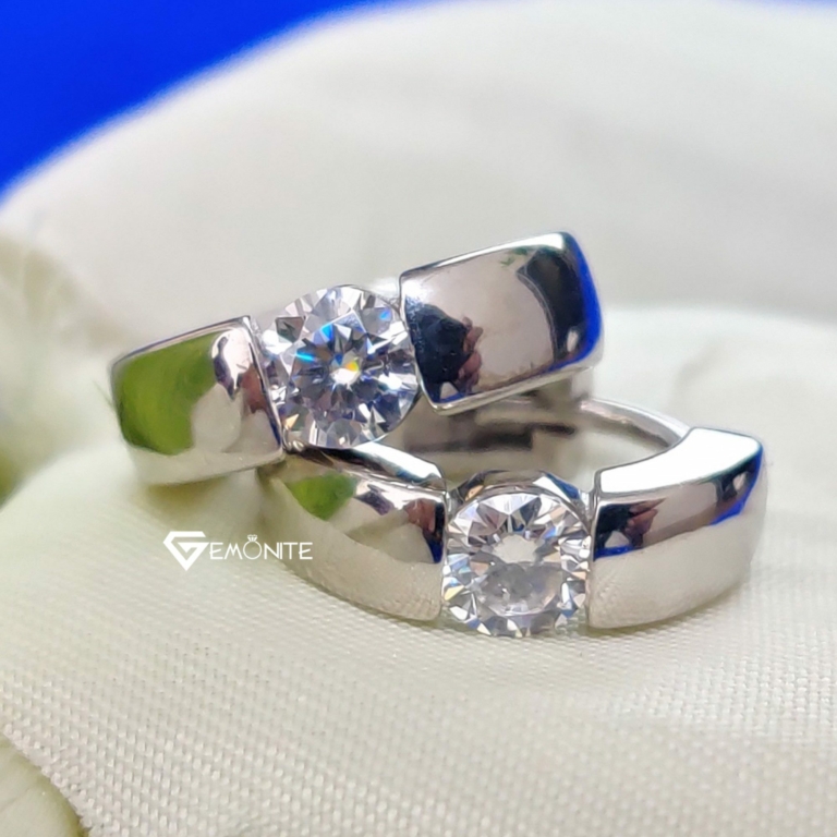 Half Bezel Dangle Drop Earring, 2.0 TCW Excellent Round Cut Moissanite Earrings, Perfect Jewelry for Gift