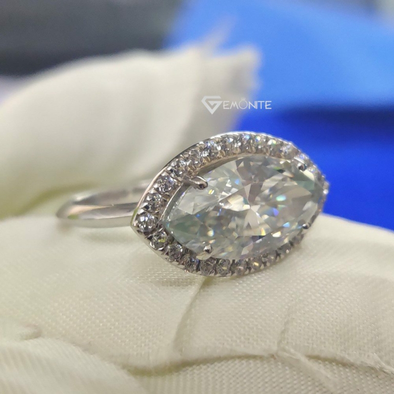 4TCW Marquise Cut VVS Moissanite Halo Engagement Ring, Jewelry Ring for Women Gift, Anniversary, Promise